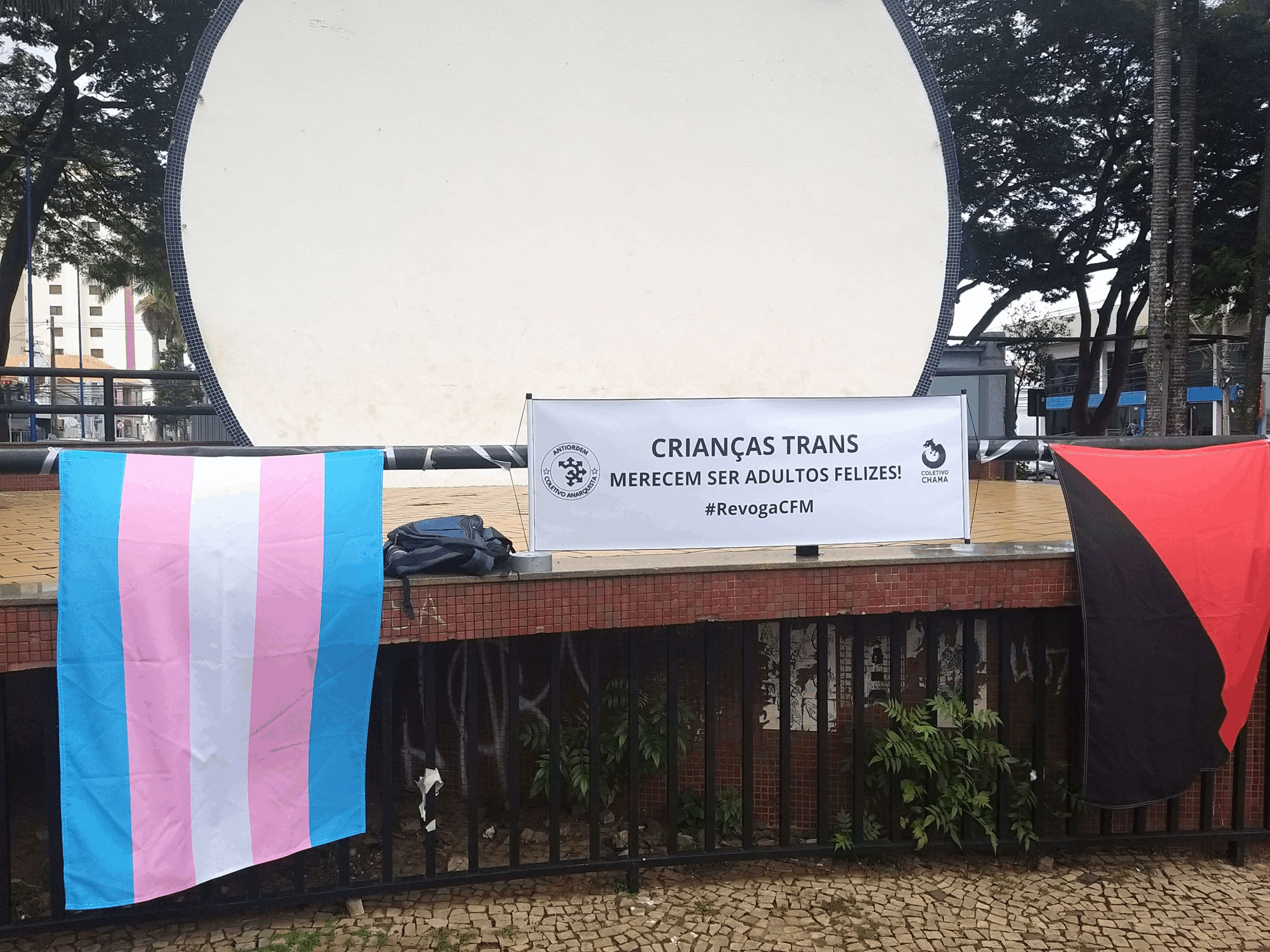 Três Vivas Pelos Atos Pela Juventude Trans.